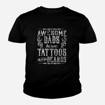 Awesome Dads Have Tattoos And Beard Youth T-shirt | Crazezy CA