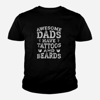 Awesome Dads Have Tattoos And Beards Youth T-shirt | Crazezy