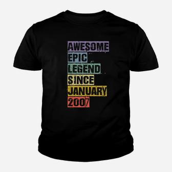 Awesome Epic Legend Since January 2007 14Th Birthday 14 Gift Youth T-shirt | Crazezy