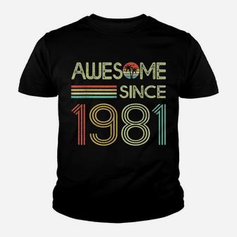 Awesome Since 1981 Retro 40Th Birthday Gifts 40 Years Old Youth T-shirt | Crazezy CA