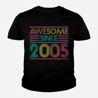 Awesome Since 2005 16Th Birthday Gifts 16 Years Old Raglan Baseball Tee Youth T-shirt | Crazezy