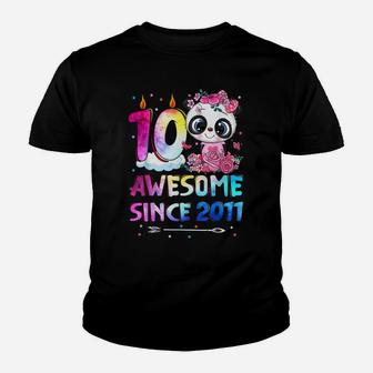 Awesome Since 2011 10 Years Old 10Th Birthday Panda Unicorn Youth T-shirt | Crazezy