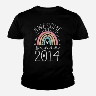 Awesome Since 2014 7Th Birthday Rainbow Gifts Born In 2014 Youth T-shirt | Crazezy