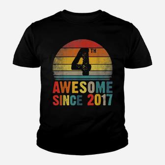 Awesome Since 2017 Distressed 4Th Birthday 4 Yrs Old Youth T-shirt - Monsterry DE