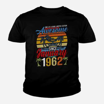 Awesome Since January 1962 Vintage Retro Birthday Bday Youth T-shirt | Crazezy