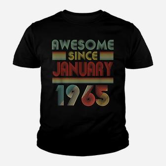 Awesome Since January 1965 Birthday Gift 55 Years Old 55Th Youth T-shirt | Crazezy UK