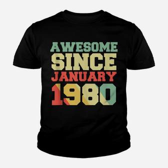 Awesome Since January 1980 40Th Birthday Retro Funny Gift Youth T-shirt | Crazezy
