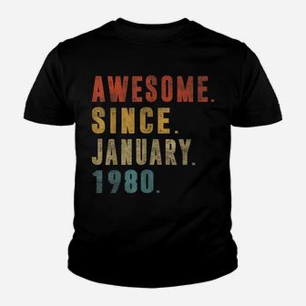Awesome Since January 1980 42Nd Birthday Gift 42 Year Old Youth T-shirt | Crazezy AU
