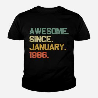 Awesome Since January 1986 35Th Birthday 35 Years Old Gift Youth T-shirt | Crazezy UK
