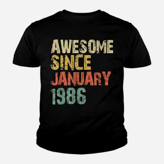 Awesome Since January 1986 35Th Birthday Gift 35 Years Old Youth T-shirt | Crazezy UK