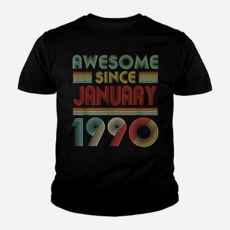 Awesome Since January 1990 Birthday Gift 30 Years Old 30Th Youth T-shirt | Crazezy UK