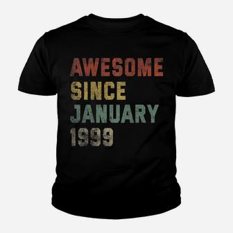 Awesome Since January 1999 22Nd Birthday Gift 22 Years Old Youth T-shirt | Crazezy