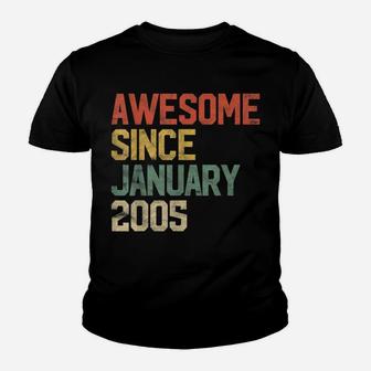 Awesome Since January 2005 16Th Birthday Gift 16 Year Old Youth T-shirt | Crazezy