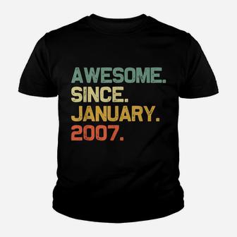 Awesome Since January 2007 14Th Birthday Gift 14 Years Old Youth T-shirt | Crazezy AU