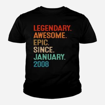 Awesome Since January 2008 13Th Birthday Gift 13 Years Old Youth T-shirt | Crazezy AU