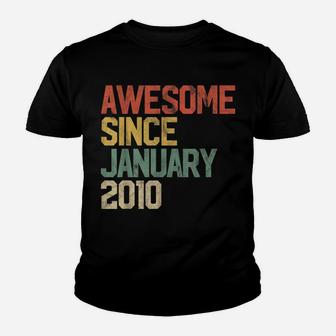 Awesome Since January 2010 10Th Birthday Gift 10 Year Old Youth T-shirt | Crazezy DE