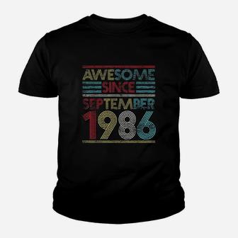 Awesome Since September 1986 Bday Gifts 35Th Birthday Youth T-shirt | Crazezy AU