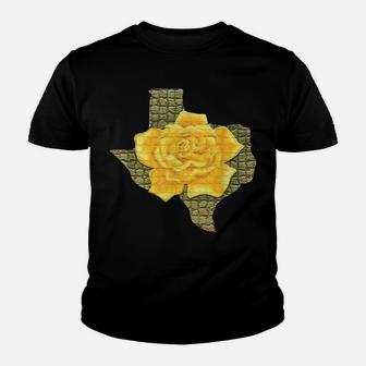 Awesome Yellow Rose Of Texas Pattern Flower Youth T-shirt | Crazezy