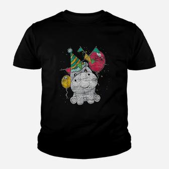 Baby Hippopotamus Birthday Cute Hippo Youth T-shirt | Crazezy