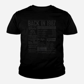 Back In 1987 34 Years Old 34Th Birthday Thirty Four Bday Youth T-shirt | Crazezy