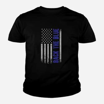 Back The Blue American Flag Youth T-shirt | Crazezy