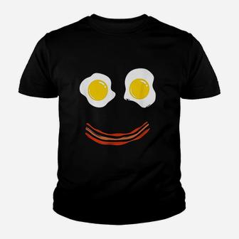 Bacon And Eggs Happy Smiley Face Brunch Breakfast Youth T-shirt | Crazezy