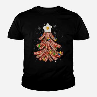 Bacon Christmas Tree Egg Top Xmas | Funny Pork Lover Party Sweatshirt Youth T-shirt | Crazezy CA