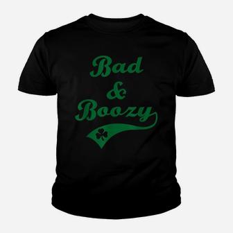 Bad And Boozy Funny Saint Patrick' Day Drinking Mens Youth T-shirt | Crazezy