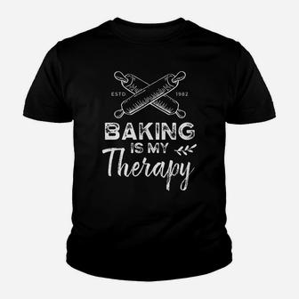 Baking Is My Therapy Hobby Bakery Bake Baker Youth T-shirt | Crazezy