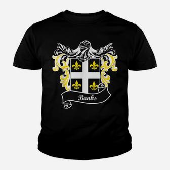 Banks Coat Of Arms Surname Last Name Family Crest Youth T-shirt | Crazezy
