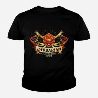 Barbarian Class D20 Tabletop Dungeons Rpg Dragons Youth T-shirt | Crazezy