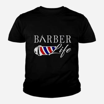 Barber Barber Life For Men Women Black And Navy Youth T-shirt | Crazezy