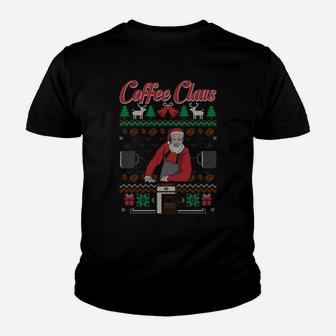 Barista Santa Claus Coffee Lover Ugly Christmas Sweater Sweatshirt Youth T-shirt | Crazezy