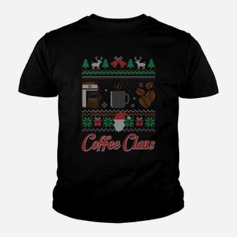 Barista Santa Claus Coffee Lover Ugly Christmas Sweater Youth T-shirt | Crazezy