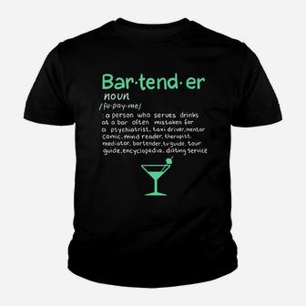 Bartender Noun Definition T Shirt Funny Cocktail Bar Gift Youth T-shirt | Crazezy CA