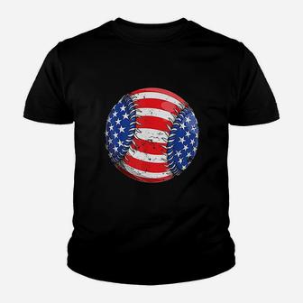 Baseball American Flag Youth T-shirt | Crazezy