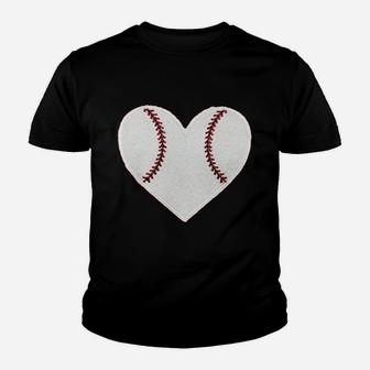 Baseball Heart Red Youth T-shirt | Crazezy UK