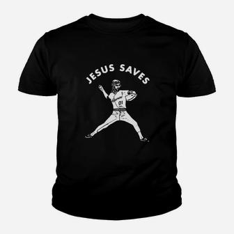 Baseball Jesus Saves Youth T-shirt - Monsterry DE