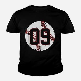 Baseball Number 09 Youth T-shirt | Crazezy CA