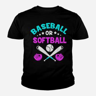 Baseball Or Softball Gender Reveal Shirt Youth T-shirt - Monsterry CA
