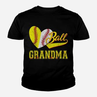 Baseball Softball Ball Heart Grandma Shirt Mother's Day Gift Youth T-shirt | Crazezy UK