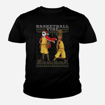 Basketball African American Santa Reindeer Ugly Christmas Youth T-shirt | Crazezy CA