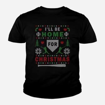 Be Home Baseball Ugly Christmas Sweater Pattern Sweatshirt Youth T-shirt | Crazezy UK