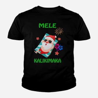 Beach Funny Santa Mele Kalikimaka Hawaiian Christmas Hawaii Sweatshirt Youth T-shirt | Crazezy