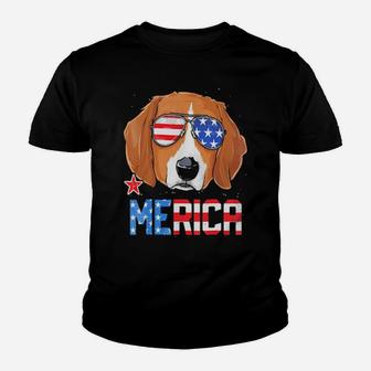Beagle Merica 4Th Of July American Flag Youth T-shirt - Monsterry