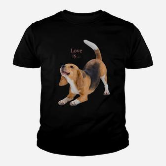 Beagle Shirt Beagles Tee Love Is Dog Mom Dad Puppy Pet Cute Youth T-shirt | Crazezy UK