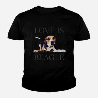 Beagle Women Men Kids Dog Mom Dad Love Is Pet Gift Youth T-shirt | Crazezy DE