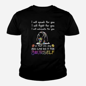 Bear Autism I Will Speak For You I Will Fight For You I Will Advocate For You Yourself Youth T-shirt - Monsterry CA