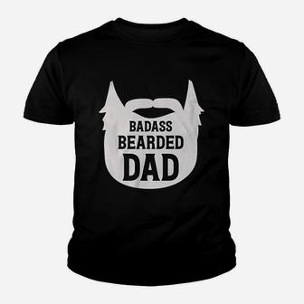 Bearded Dad Manly Beard Silhouette Funny Father Parent Youth T-shirt | Crazezy