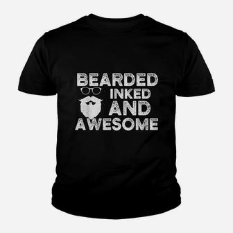 Bearded Inked And Awesome Funny Gift For Beard And Tattoo Lovers Youth T-shirt - Thegiftio